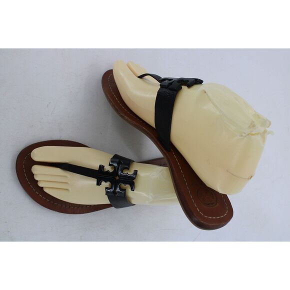 Tory Burch Shoes - Tory Burch Moore Thongs Sandals Black Tumbled Leather- 7.5